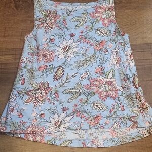 LOFT Floral  Top Blue and Pink Floral